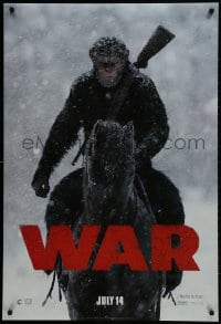 2b971 WAR FOR THE PLANET OF THE APES style A teaser DS 1sh 2017 great image of Caesar on horseback!