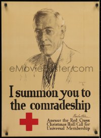 2b092 I SUMMON YOU TO COMRADESHIP 20x28 WWI war poster 1918 art of President Woodrow Wilson!