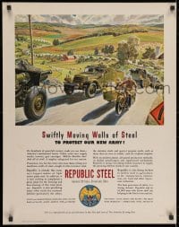 2b142 REPUBLIC STEEL 22x28 WWII war poster 1940s Buy War Bonds and Stamps, moving style!