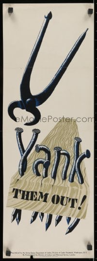 2b164 YANK THEM OUT 2-sided 10x28 WWII war poster 1944 and see over your load, safety art!