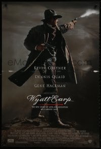 2b995 WYATT EARP 1sh 1994 cool image of Kevin Costner in the title role firing gun!