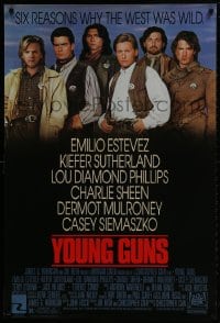 2b997 YOUNG GUNS 1sh 1988 Emilio Estevez, Charlie Sheen, Kiefer Sutherland, Lou Diamond Phillips!