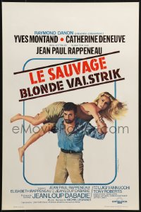 2c284 LOVERS LIKE US Belgian 1976 wacky art of Yves Montand & Catherine Deneuve, Le Sauvage!