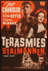 2c122 IRON MAN Finnish 1951 Jeff Chandler in the ring, sexy Evelyn Keyes, boxing!