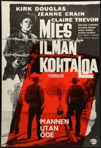 2c127 MAN WITHOUT A STAR Finnish 1967 art of cowboy Kirk Douglas pointing gun, Jeanne Crain