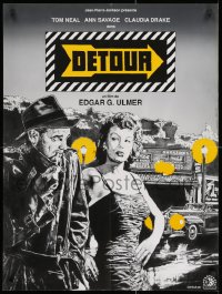 2c882 DETOUR French 24x32 1990 cool art of Tom Neal & Ann Savage, Edgar Ulmer film noir!