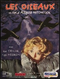 2c938 BIRDS French 16x21 R1999 Alfred Hitchcock, classic image of Tippi Hedren being attacked!