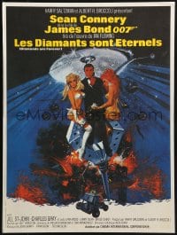2c946 DIAMONDS ARE FOREVER French 17x22 R1980s Sean Connery as James Bond 007 by Robert McGinnis!