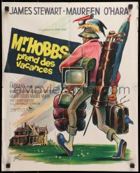 2c974 MR. HOBBS TAKES A VACATION French 18x22 1962 great wacky full-length art of tourist Jimmy Stewart!