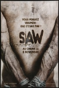 2c983 SAW V teaser French 16x24 2005 Tobin Bell as Jigsaw, man with hands bound behind back!