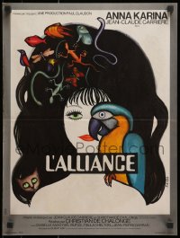 2c996 WEDDING RING French 15x20 1971 L'alliance, Bach artwork of pretty woman & bird!