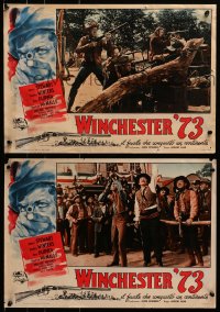 2c550 WINCHESTER '73 group of 8 Italian 14x19 pbustas 1950 James Stewart with rifle, Shelley Winters!