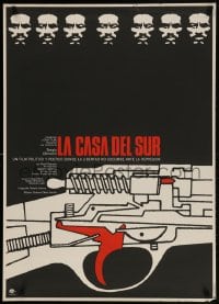 2c040 LA CASA DEL SUR Mexican poster 1975 The House in the South, wild gun art and serious man!