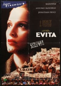 2c330 EVITA awards Yugoslavian 19x27 1996 Madonna as Eva Peron, Antonio Banderas, Alan Parker!
