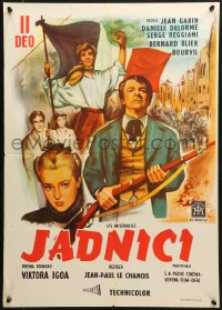 2c342 LES MISERABLES Yugoslavian 20x28 1960 different art of Jean Gabin as Jean Valjean!