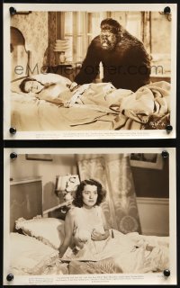 2d950 MONSTER & THE GIRL 2 8x10 stills 1941 Ellen Drew in bed, one with wacky gorilla gone bad!