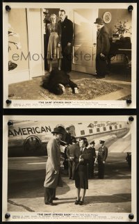 2d969 SAINT STRIKES BACK 2 8x10 stills 1939 George Sanders & pretty Wendy Barrie, American Airlines!
