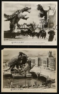 2d841 GIGANTIS THE FIRE MONSTER 3 8x10 stills 1959 great images of Godzilla & Angurus battling!