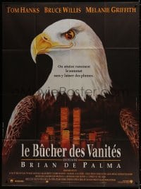 2f577 BONFIRE OF THE VANITIES French 1p 1991 Brian De Palma, art of bald eagle over New York City!