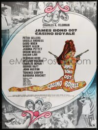 2f599 CASINO ROYALE French 1p 1967 Bond spy spoof, sexy psychedelic Kerfyser art + photo montage!