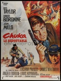 2f605 CHUKA French 1p 1967 different art of Rod Taylor, Borgnine & Native Americans by Grinsson!