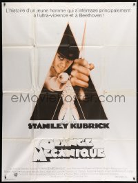2f609 CLOCKWORK ORANGE French 1p R1970s Stanley Kubrick classic, Castle art of Malcolm McDowell!