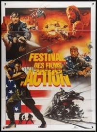 2f667 FESTIVAL DES FILMS D'ACTION French 1p 1980s montage with art by Jean Mascii & Michel Landi!