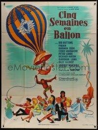 2f670 FIVE WEEKS IN A BALLOON French 1p 1963 Jules Verne, different art by Boris Grinsson!