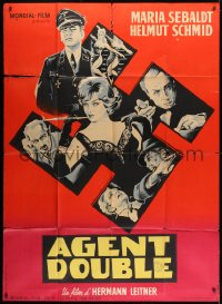 2f677 FRAUEN IN TEUFELS HANDS French 1p 1962 Belinsky art of cast in giant swastika, Agent Double!