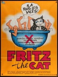 2f681 FRITZ THE CAT French 1p 1972 Ralph Bakshi sex cartoon, wacky different art with legs in bath!