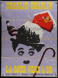 2f692 GOLD RUSH French 1p R1972 Charlie Chaplin classic, great Leo Kouper artwork!