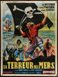 2f708 GUNS OF THE BLACK WITCH French 1p 1962 great artwork of unconquerable barbarians of the sea!