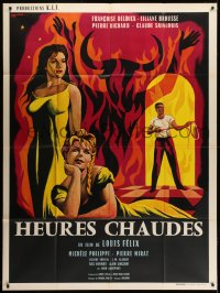 2f729 HOT HOURS French 1p 1959 Guy Gerard Noel art of Devil tempting beautiful young women, rare!