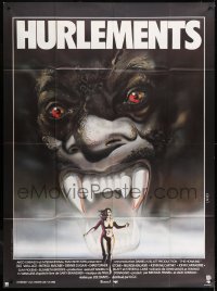 2f731 HOWLING French 1p 1981 Joe Dante, cool art of screaming female tranforming into a werewolf!