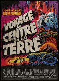 2f756 JOURNEY TO THE CENTER OF THE EARTH French 1p R1960s Jules Verne, different Grinsson art!