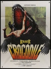 2f760 KILLER CROCODILE French 1p 1989 different LK horror art of giant reptile eating man alive!
