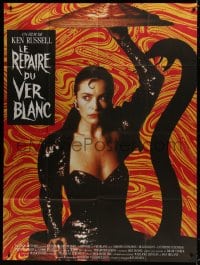 2f773 LAIR OF THE WHITE WORM French 1p 1990 Ken Russell, image of sexy Amanda Donohoe with snake shadow!