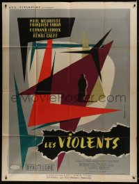 2f779 LES VIOLENTS French 1p 1957 cool geometric design artwork by Andre Bertrand!