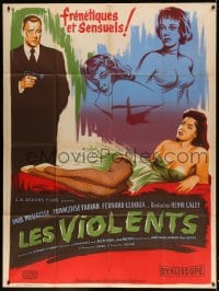 2f780 LES VIOLENTS French 1p 1957 great different Xarrie art of guy with gun by sexy girls!