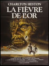 2f817 MOTHER LODE French 1p 1982 different Landi art of Charlton Heston in gold mining adventure!