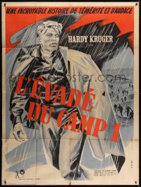 2f832 ONE THAT GOT AWAY French 1p 1959 different Allard art of Hardy Kruger in the rain, rare!