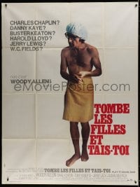 2f850 PLAY IT AGAIN, SAM French 1p 1972 different image of Woody Allen w/towel & shower cap!
