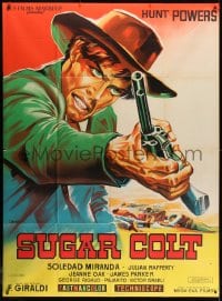2f926 SUGAR COLT French 1p 1966 Hunt Powers, cool spaghetti western art by Constantine Belinsky!