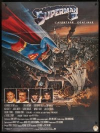 2f931 SUPERMAN II French 1p 1981 Christopher Reeve, Terence Stamp, Goozee art over New York City!