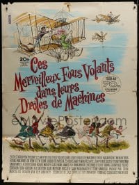 2f945 THOSE MAGNIFICENT MEN IN THEIR FLYING MACHINES French 1p 1965 wacky art of early airplanes!