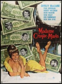 2f984 WHAT A WAY TO GO French 1p 1964 Tealdi art of sexy Shirley MacLaine, Newman, Mitchum & Martin