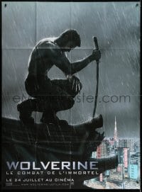 2f990 WOLVERINE teaser French 1p 2013 Hugh Jackman as Logan kneeling on rooftop in the rain!
