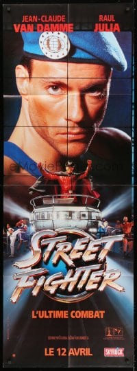 2f521 STREET FIGHTER French door panel 1994 Jean-Claude Van Damme, Raul Julia in his final role