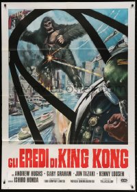 2f103 DESTROY ALL MONSTERS Italian 1p R1977 different art of King Kong seen from airplane cockpit!