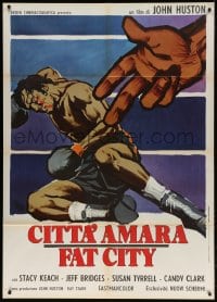 2f107 FAT CITY Italian 1p 1973 John Huston, wonderful completely different boxing art by Symeoni!